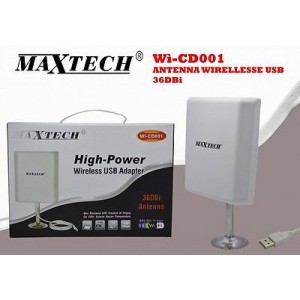 MAXTECH ADATTATORE WIRELESS WI-FI AMPLIFICATORE ANTENNA 36DBi 150Mbps Wi-CD001